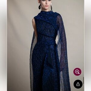 Erdem metallic organza cape drape midi dress size